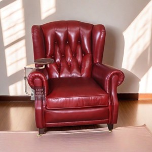 Sillón de Cigarros de Cuero Genuino de Alta Gama, Estilo Italiano, Antiguo y Retro, con Ruedas, para Sala de Estar, Muebles para el Hogar - Product Image 2