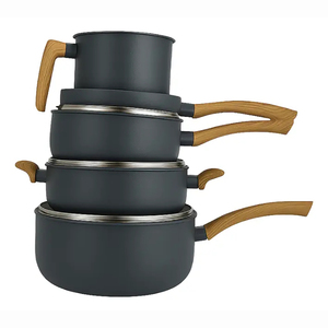 Juego de Ollas y Sartenes Modernas de Cerámica con Revestimiento de Mármol, Tapas de Vidrio, Asas de Baquelita, Antiadherentes, de Aluminio, Aptas para Inducción y Lavavajillas - Product Image 5