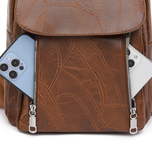 Mochila escolar Vintage, mochila de cuero PU para mujer, mochila escolar para ordenador portátil, bolsas de viaje de gran capacidad <span class=keywords><strong>o</strong></span> de viaje - Product Image 4