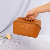 Élégante Trousse de Maquillage Personnalisable et Imperméable, Pochette de Toilette Portable en Cuir PU pour Cosmétiques