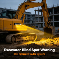 Système anti-intrusion par radar à ondes millimétriques pour rouleaux compresseurs, 270 °   Alarme sonore et lumineuse de détection sur 8 m, rappel d'intrusion humaine