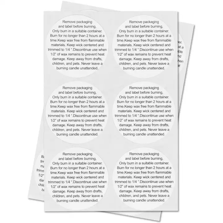 Wickless Candle Safety Label Template: Printable Warning Sticker