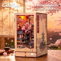 CuteBee Nouvelle maison miniature japonaise à assembler en blocs de construction en bois, serre-livres, décoration créative pour la maison, modèle ouvrable