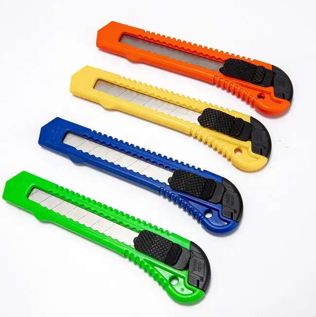 Comfort grip plastic handle sliding retractable utility knife cutter paper Sliding cutter, art stationery paper cutter knife