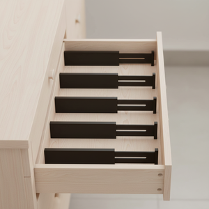 Lot <span class=keywords><strong>de</strong></span> 4 séparateurs <span class=keywords><strong>de</strong></span> <span class=keywords><strong>tiroir</strong></span> extensibles en bambou pour cuisine, salle <span class=keywords><strong>de</strong></span> bain, rangement <span class=keywords><strong>de</strong></span> vêtements, organisateur noir - Product Image 2