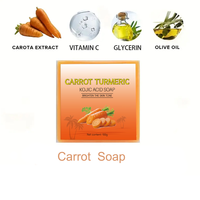 Savon éclaircissant et blanchissant artisanal au curcuma et à l'acide kojique, parfum naturel, nettoyage en profondeur, pour un teint lumineux, à base de curcuma et de carotte, vente en gros