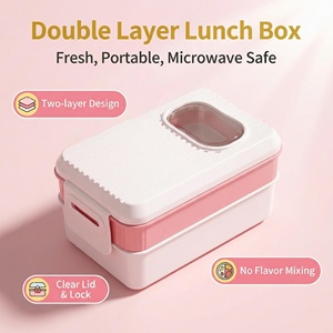 Boîte à bento anti-fuite empilable de qualité alimentaire, compatible <span class=keywords><strong>micro</strong></span>-ondes, avec compartiments, pour le travail, l'école, les pique-niques - Product Image 1