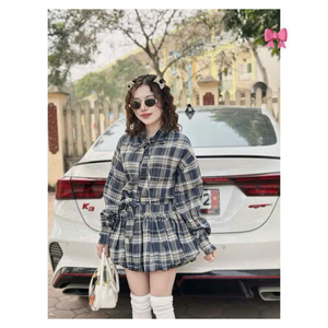 Vestido de cuadros florales de moda perfectamente adaptado para mujer, cuello cuadrado, curvas resaltadas, informal para los Días de primavera y otoño, suministro ODM - Product Image 1