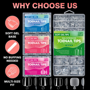 Faux ongles d'orteils ultra-fins à couverture complète, transparents mats, sans lime, à presser, pour salon de manucure, vente en gros - Product Image 2