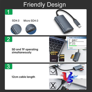 USB-C Dual-Slot-Kartenleser für SD 4.0 und <span class=keywords><strong>microSD</strong></span> UHS-II Hochgeschwindigkeits-<span class=keywords><strong>OTG</strong></span>-Adapter für Laptop Handy Kamera Speicherkartenleser - Product Image 2