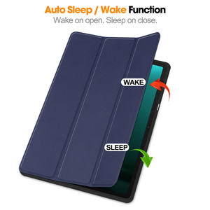 Étui pour tablette en cuir PU à trois volets pour <span class=keywords><strong>Samsung</strong></span> <span class=keywords><strong>Tab</strong></span> S9 S10 <span class=keywords><strong>LITE</strong></span> FE S8 S7 <span class=keywords><strong>S6</strong></span> A9 A8 11 pouces PC Hard Shell Solid Color Flip Cover - Product Image 2