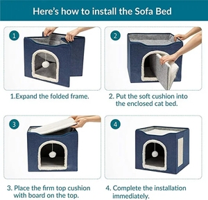Lits pliables pour chats, grotte pour l'intérieur avec coussin à gratter, grande maison pour chats, intérieur avec trou, grotte pour chats, lit, maison à gratter, Hidewawy - Product Image 5