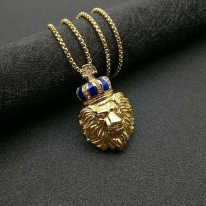 Yunnique – collier avec pendentif tête de lion, en acier inoxydable, plaqué or et argent, bijoux sur le thème des animaux, cadeau pour hommes - Product Image 3