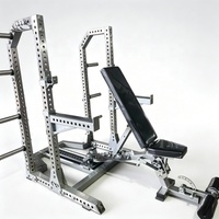 FitFirst Station de musculation multifonctionnelle 3-en-1 en acier inoxydable écologique pour usage commercial, avec rack à squats réglable et station de développé couché