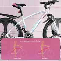 Vélo de montagne en carbone 24/26 pouces, cadre en acier, fourche rigide, 21-30 vitesses, VTT confortable avec suspension avant, unisexe, pour adultes, usage quotidien