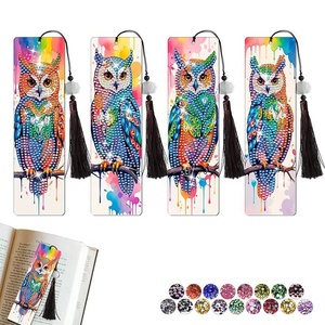 5D Bright Special Animal Printed Bookmark Kits Diamond <b>Painting</b> with Tassel Pendant - Product Image 3