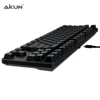 AIKUN GX9870 kablolu gökkuşağı arka işık TKL oyun klavyesi mekanik anahtarları multimedya 87 tuşları Mini taşınabilir klavyeler