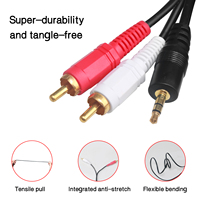 Cable de Audio AUX de 1.5M con Conector de 3.5 mm a 2 RCA Macho, Cable de Música Estéreo AV para HDTV, PC, Computadora, MP3, MP4, Teléfono, Receptor de Notebook