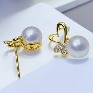 อุปกรณ์ทำเครื่องประดับมุก DIY 22573 ต่างหูเงินแท้ S925 แบบถาดเปล่า รูปหัวใจ สำหรับใส่ลูกปัดกลมขนาด 7-10 มม. - Product Image 4