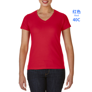 T-shirt décontracté pour femme à col en V 100 % coton, écologique, impression numérique personnalisée, vente en gros, t-shirts vierges unis pour filles - Product Image 2