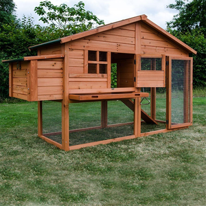 Poulailler extérieur moderne et luxueux en bois et acier inoxydable, écologique, résistant à l'eau et durable, avec boîte à œufs et cage pour poules. - Product Image 4
