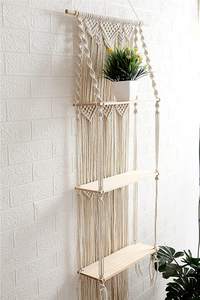 Décoration intérieure à 3 niveaux en macramé, cintres muraux pour plantes, <span class=keywords><strong>étagère</strong></span>s flottantes Boho - Product Image 3