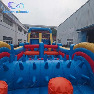 Juego de carreras de obstáculos con diseño de Castillo azul inflable con tobogán para adultos y niños - Product Image 6