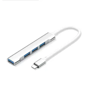 JX523 Splitter adaptor 4 port USB 3.0, kecepatan tinggi, pemisah adaptor USB, Plug and Play untuk Laptop PC OTG