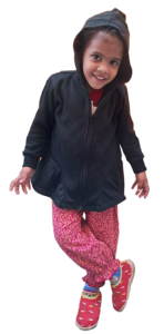 Sweat à capuche en molleton organique Avi pour filles hiver chaud et confortable avec fermeture éclair sur le devant et motif imprimé pour les enfants - Product Image 2