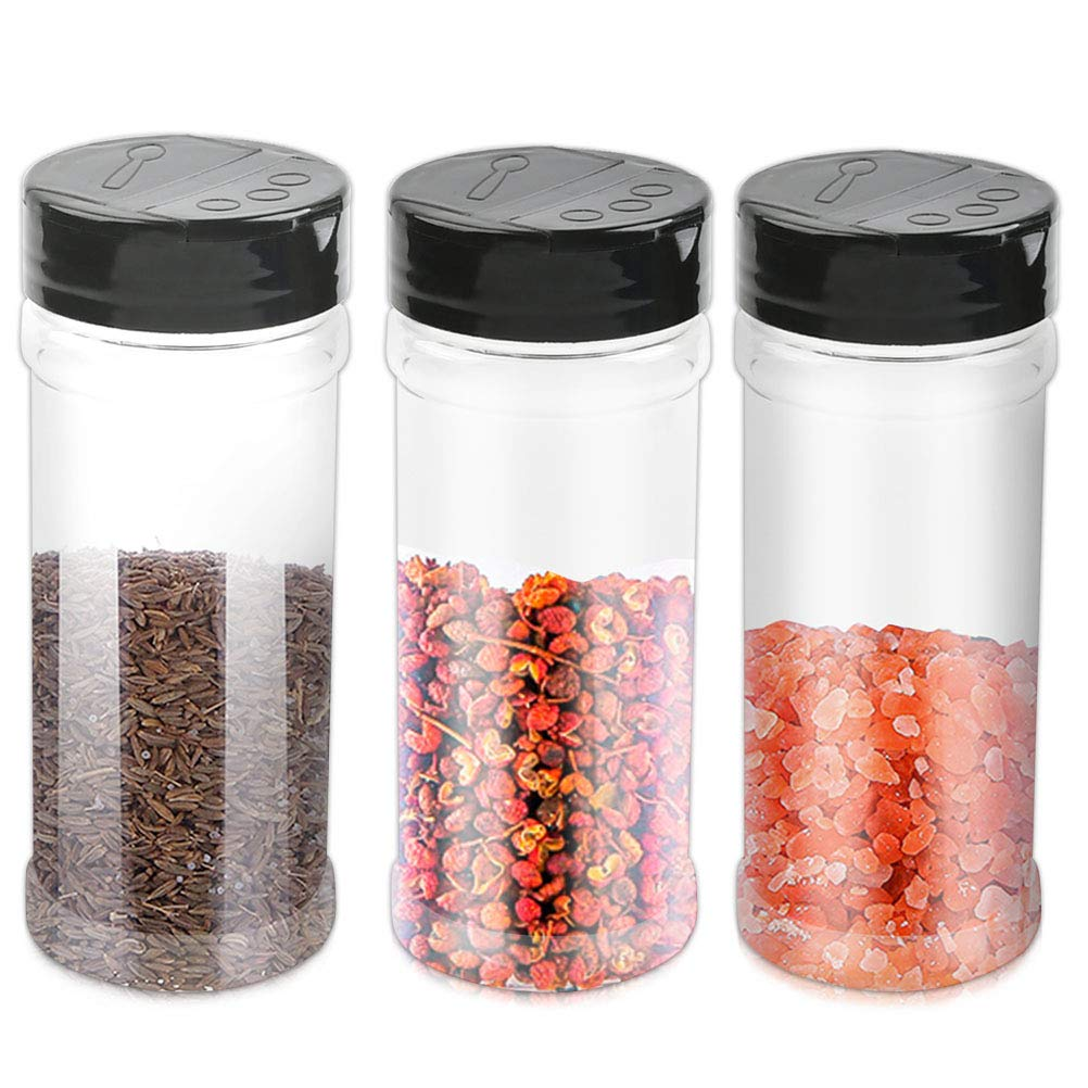 Factory Price Clear Plastic Spice Jars Empty Spice Bottles Seasoning Containers Seasoning Jars with Dual Open Shaker Lid