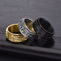 Bague pour homme en acier inoxydable, étanche et résistante aux rayures, motif ancre de bateau pirate et boussole, style luxe léger, très vendue et fréquemment portée
