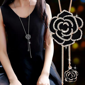 Collana Lunga con Cuore in Lega, Catena per Maglione, alla Moda e Versatile, Autunno Inverno, con Nappa di Cristallo, Gioiello Placcato Oro, Ciondolo per Abiti - Product Image 4