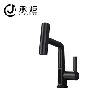 Fly Rain Gloss Black Sink Faucet Temperatura Display Digital Torneira Multifuncional Rotativa Universal Torneira Bacia Quente E Fria