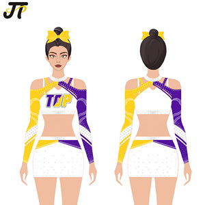Nuevo Uniforme de Animadoras de Spandex Talla XXXS con Pedrería Impresa, Servicio OEM, Trajes de Entrenamiento para Adolescentes - Product Image 2