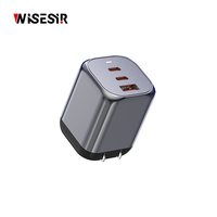 Chargeur USB Type-C GaN WISESIR 65W QC3.0/PPS OTP OVP/OCP 5V/3A 92% d'efficacité - Adaptateur de voyage pour mobile/ordinateur portable (EU/UK/AU/US)