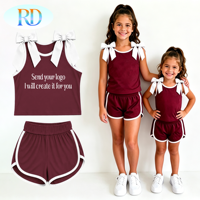 Ensemble 2 pièces de cheerleading pour filles en fibre de bambou : débardeur sans manches et short de sport respirant à taille élastique