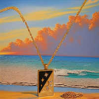 Dingran femmes plaqué or en acier inoxydable soleil étoile coquille Tarot carte collier sans ternissement bijoux pour anniversaire en forme de coeur