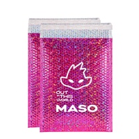 Sac de courrier laser rose rouge avec logo personnalisé, feuille métallique, emballage de transport en plastique, enveloppe de courrier en polyéthylène, sac à bulles