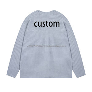 Suéter de punto con cuello en V y estampado de rayas número 08, estilo deportivo, holgado, informal y a la moda para primavera y otoño. - Product Image 1