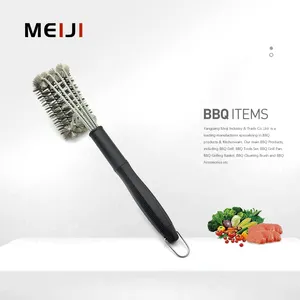 MEIJI Kitchen Accessories Bbq Grill Brush Scraper Barbecue Cleaning Stainless Steel Bbq Brush For Grill Cleaning Grill