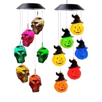 Lampu Taman LED Tenaga Surya Warna Putih Hangat untuk Halloween, Lonceng Angin Dekorasi Teras Luar Ruangan CRI80 30000 Jam IP65 Tahan Air Garansi 2 Tahun