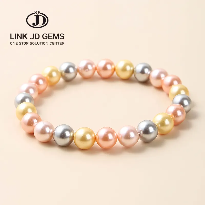 JD Natural Freshwater Color Pearl Bead Rundes Barock 6-12mm Perlen 7A Gelb und Pink Mixed Shell Pearl Armband