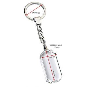 Llavero de cristal con colgante octogonal transparente y cadena plateada - Product Image 2