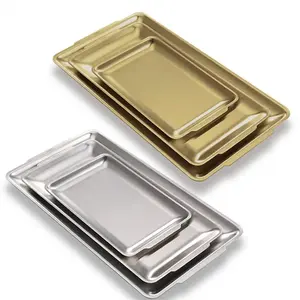 Stainless steel Gold Silver Square Shape Bbq Pan Non-stick Baking Bread Pan Tray