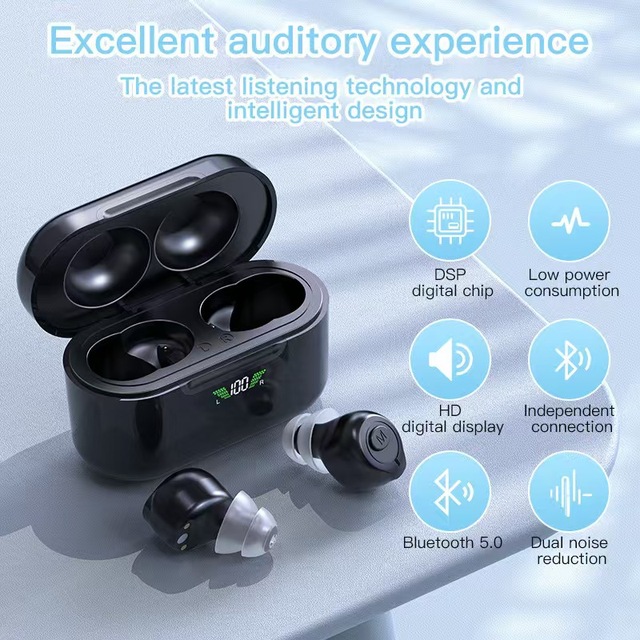 Invisible Internal Rechargeable TWS IIC Ear Aids for Deafness 16 Channels Digital Noise Reduction Tech