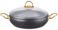 UCC LIFE Batterie de cuisine de style moderne Noir Or Céramique Écologique Intérieur en granit Nouvel aluminium Métal Verre Écologique