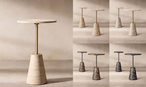 <span class=keywords><strong>Tavolino</strong></span> Rotondo in Marmo Kumusi, Arredamento Minimalista, Base in Metallo, <span class=keywords><strong>Tavolino</strong></span> Basso <span class=keywords><strong>da</strong></span> Camera, <span class=keywords><strong>Tavolino</strong></span> <span class=keywords><strong>da</strong></span> Cocktail in Travertino Naturale - Product Image 2