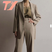 Veste à manches longues personnalisée pour femmes TUOYI, pour le printemps et l'automne, manteau de bureau, tissu tissé en polyester, costumes pour femmes, blazers