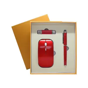 Practical Office Gift Set Mobile USB Flash Drive Wireless Mouse Pen Three-piece Gift Box Printing Logo Enterprise Company
