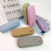 Étui à lunettes de lecture rigide en tissu de lin de luxe avec logo personnalisé, en stock, commande rapide, étui à lunettes tendance